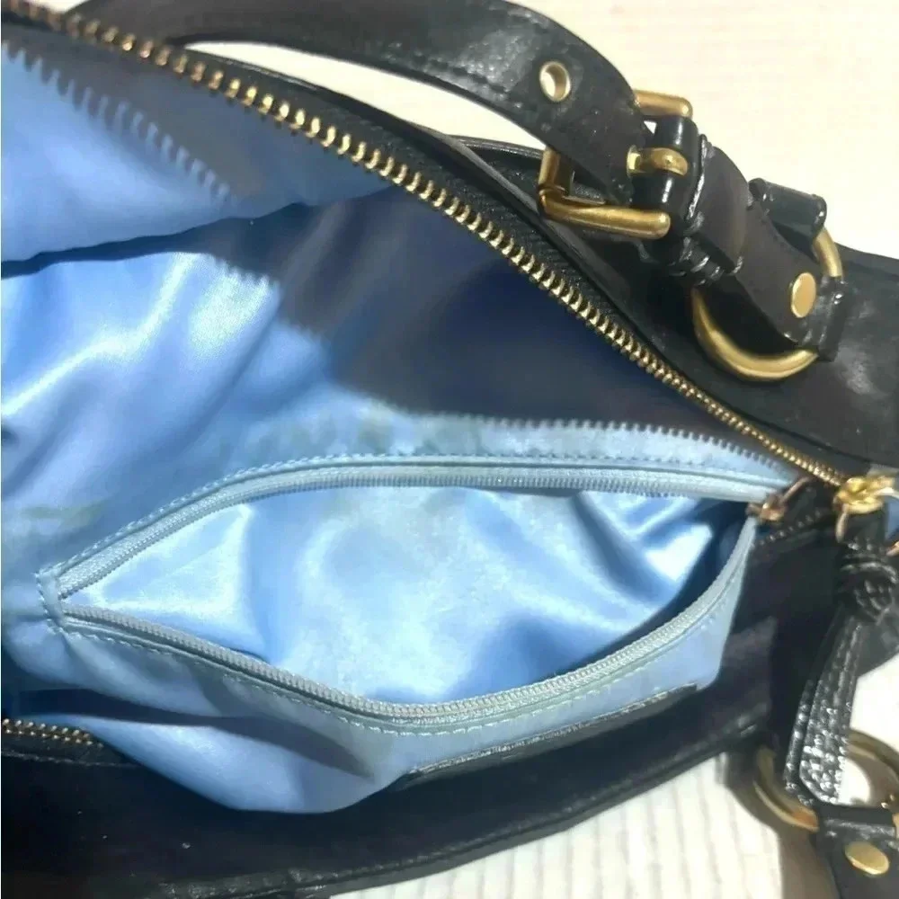 Coach black leather satchel handbag